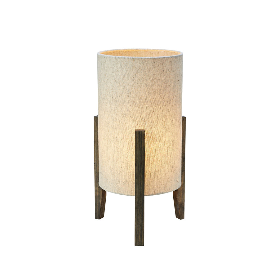 Lampe à poser Eruca en bois teinté brun et beige, abat-jour en lin