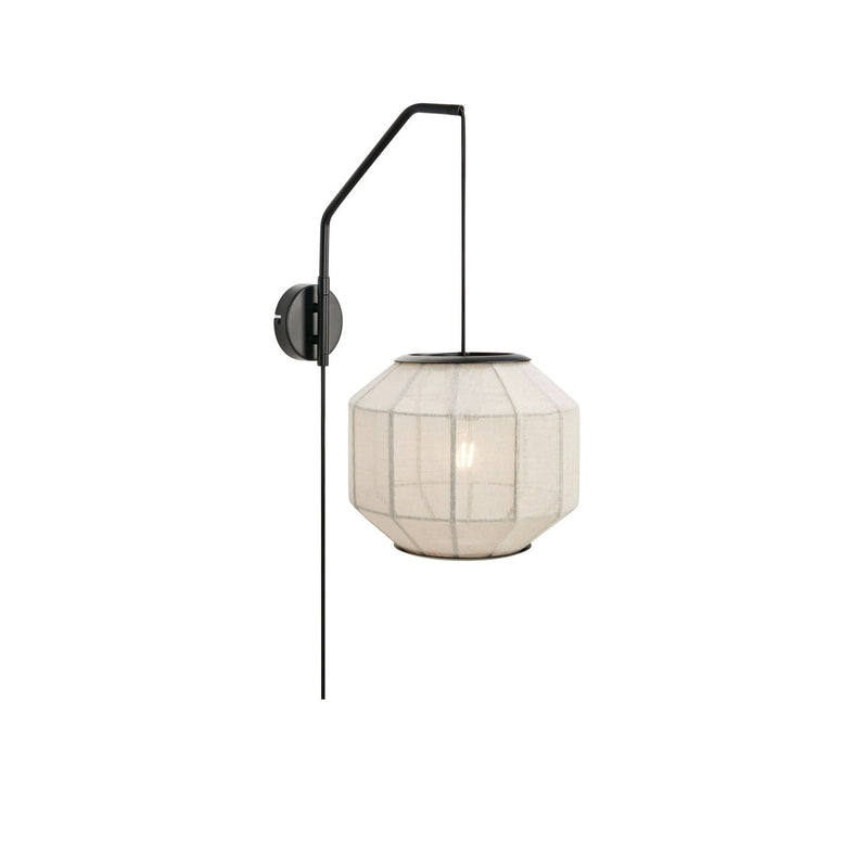Applique murale Asuka beige et noire, abat-jour en lin