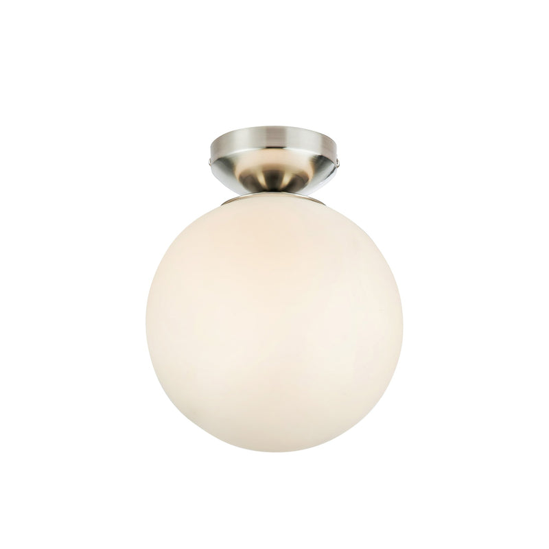 Plafonnier de salle de bain Stintino en verre blanc et nickel satiné