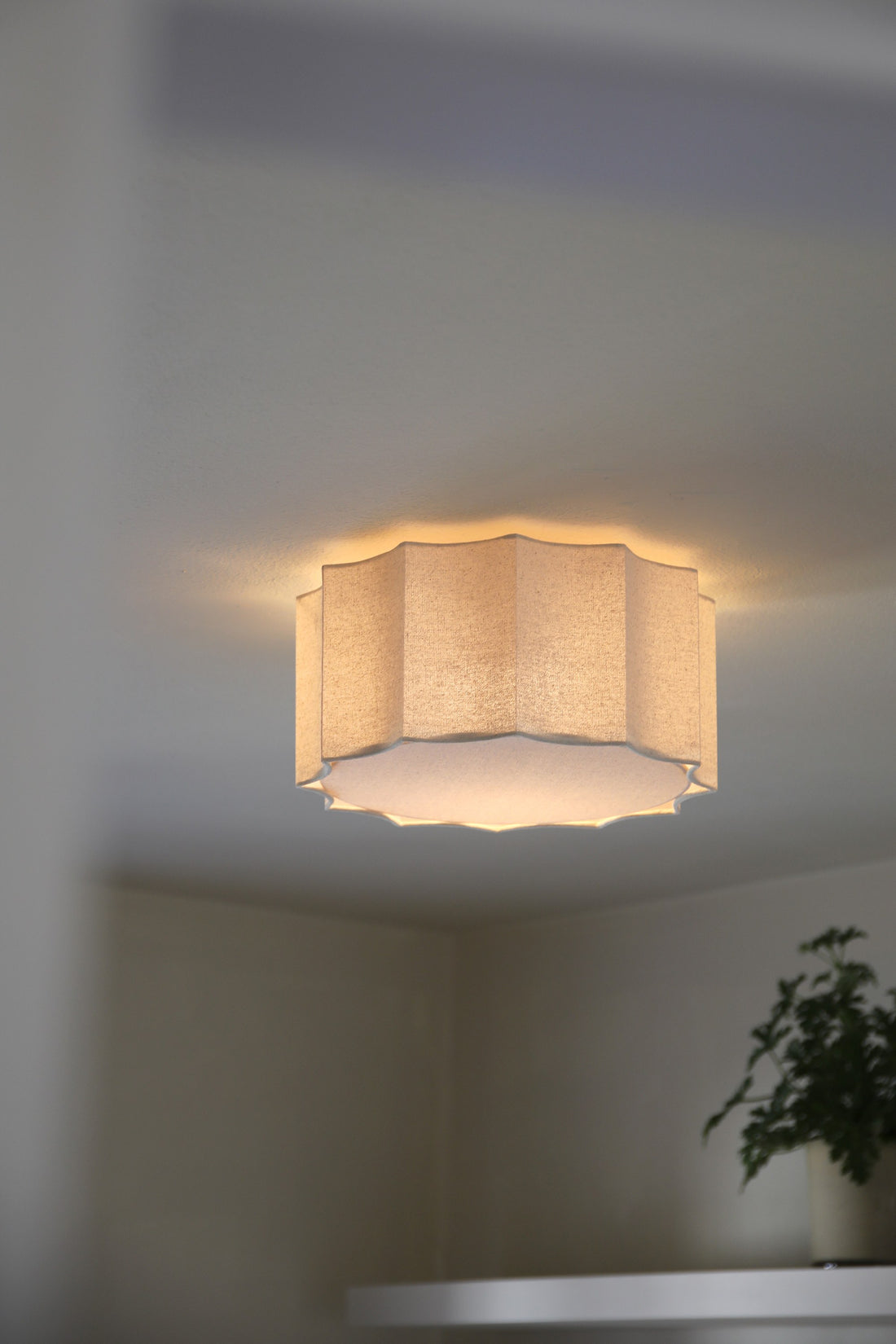 Plafonnier Olea 2 lumières en lin beige 35 cm