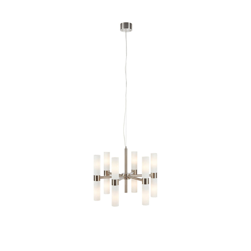 Lustre Elara 12 lumières en acier et verre blanc