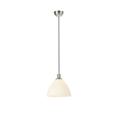Suspension Ro en nickel satiné et verre blanc 27,5 cm