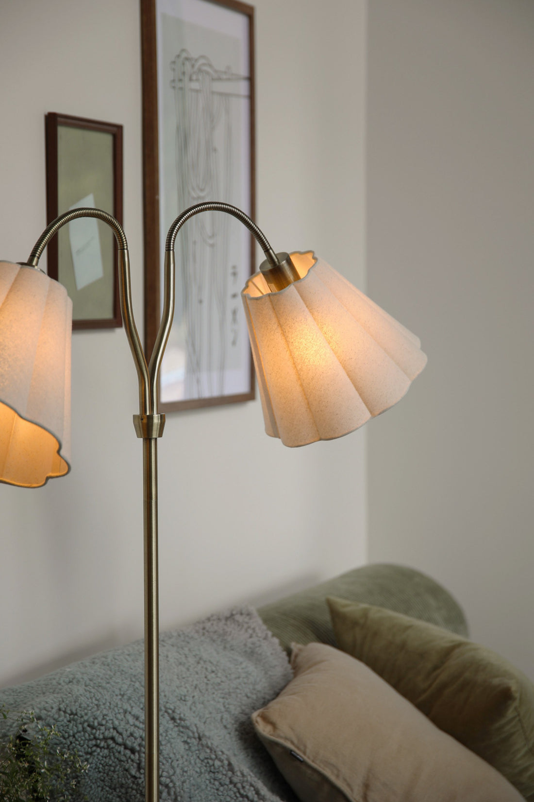 Lampadaire Veya 2 lumières avec abat-jour en lin
