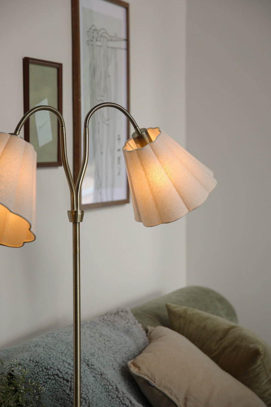 Lampadaire Veya 2 lumières avec abat-jour en lin