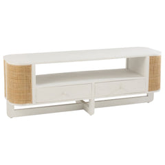 TV-Lowboard Exotisches Holz Rattan