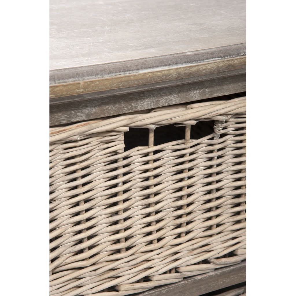 Meuble TV Bois Gris Avec Paniers - Designix