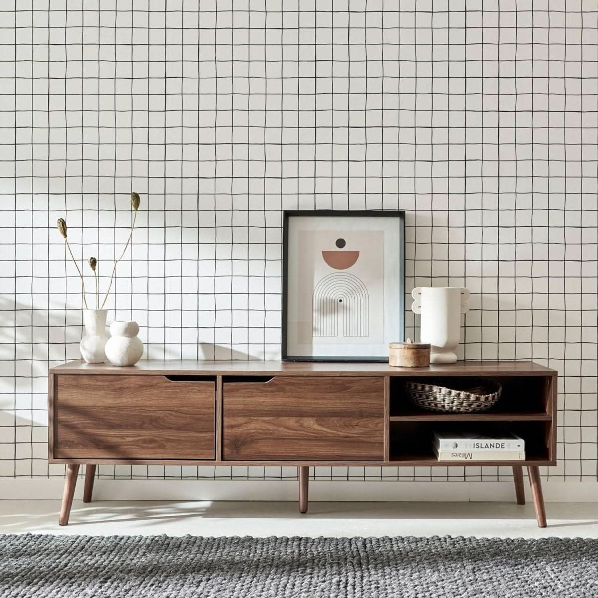 Meuble TV Bois Noyer | Pétale - Designix Meuble TV