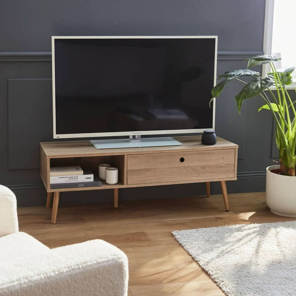 Skandinavisches TV-Möbel aus Holz | Marmor