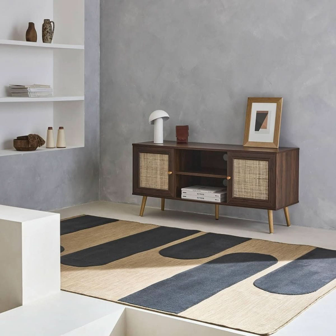 TV-Board Geflecht Dunkles Holz | Yumi