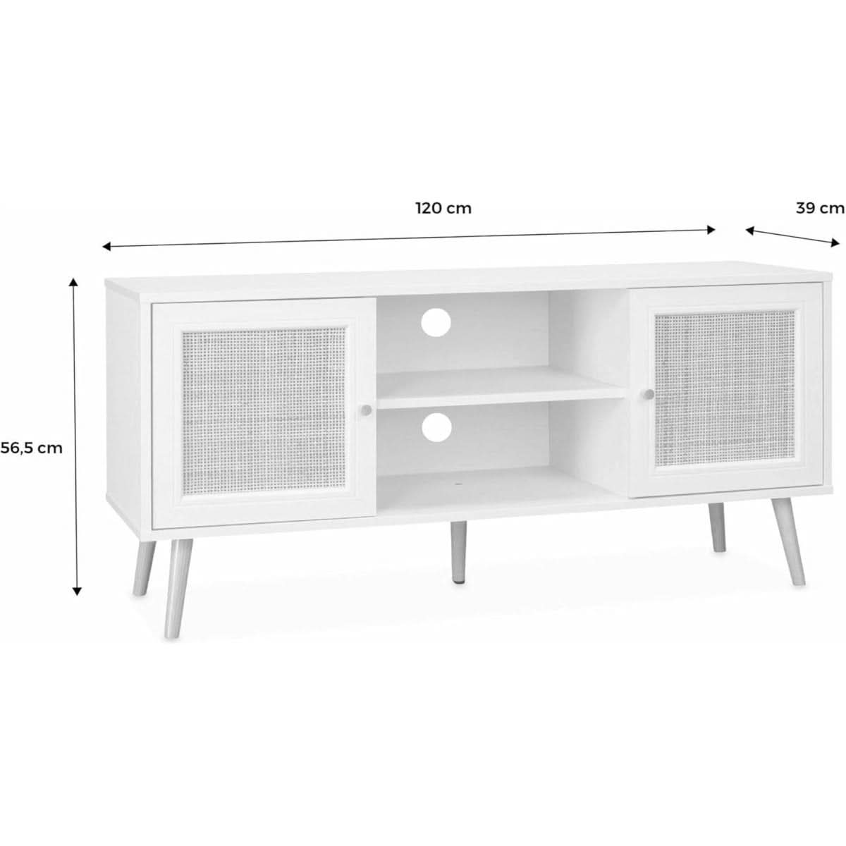 Meuble Tv Cannage Bois Foncé | Yumi - Designix Meuble TV