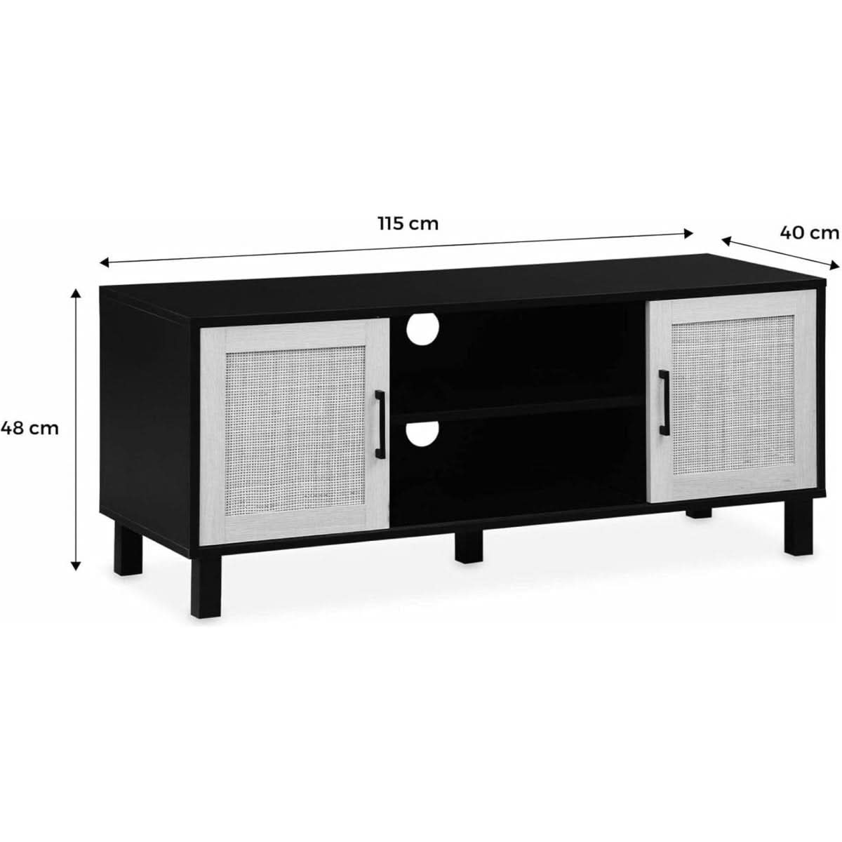 Meuble TV Noir Cannage | Fleur - Designix Meuble TV