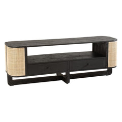 TV-Lowboard aus exotischem Holz, schwarz