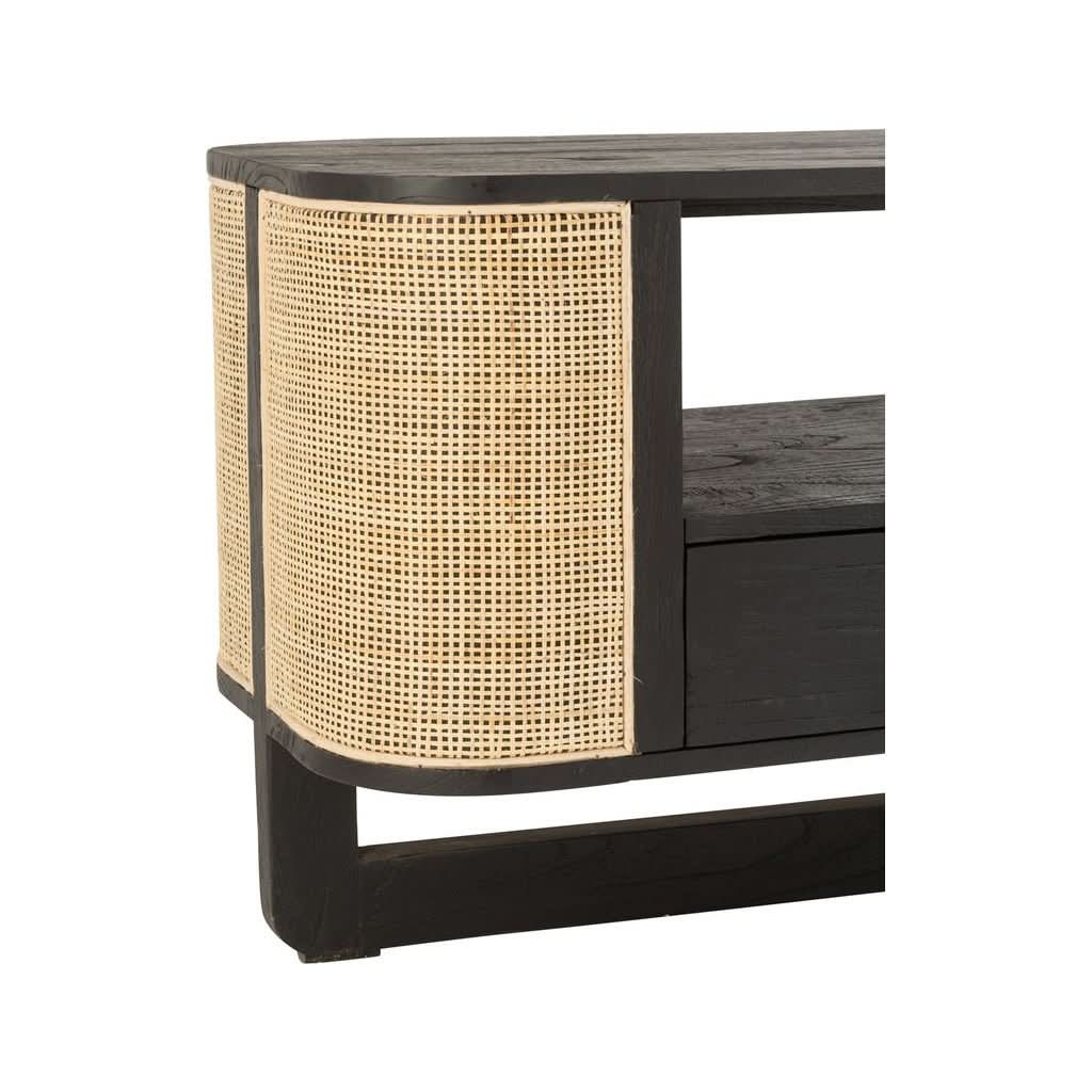 TV-Lowboard aus exotischem Holz, schwarz