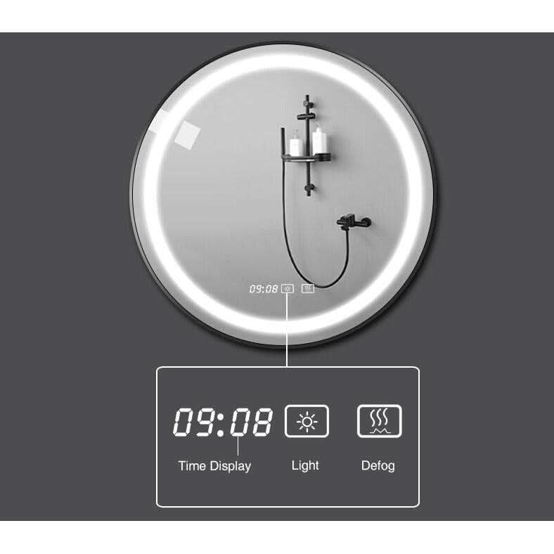 Miroir Connecté Salle de Bain | Sérénité - Designix Miroir Noir | Horloge 40cm