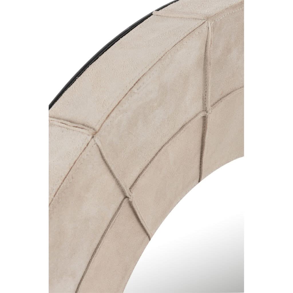 Miroir Cuir Beige Rond - Designix