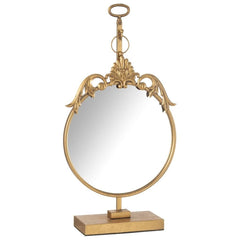 Runder goldener Metallspiegel