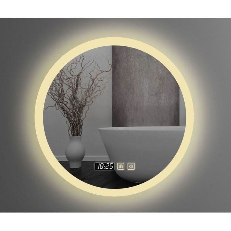 Miroir Rond Salle de Bain | Azuré - Designix Miroir 3 Couleurs | Désembuage | Horloge 40cm