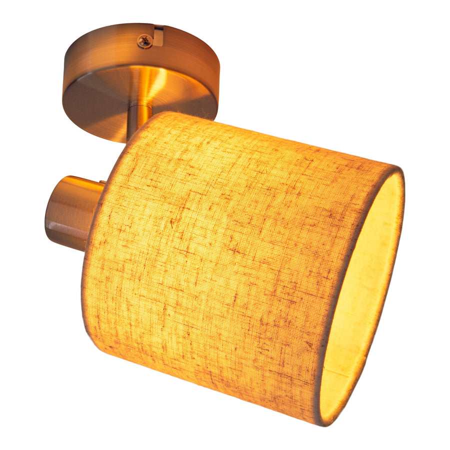 Plafonnier Maron bois, tissu, H 19 cm