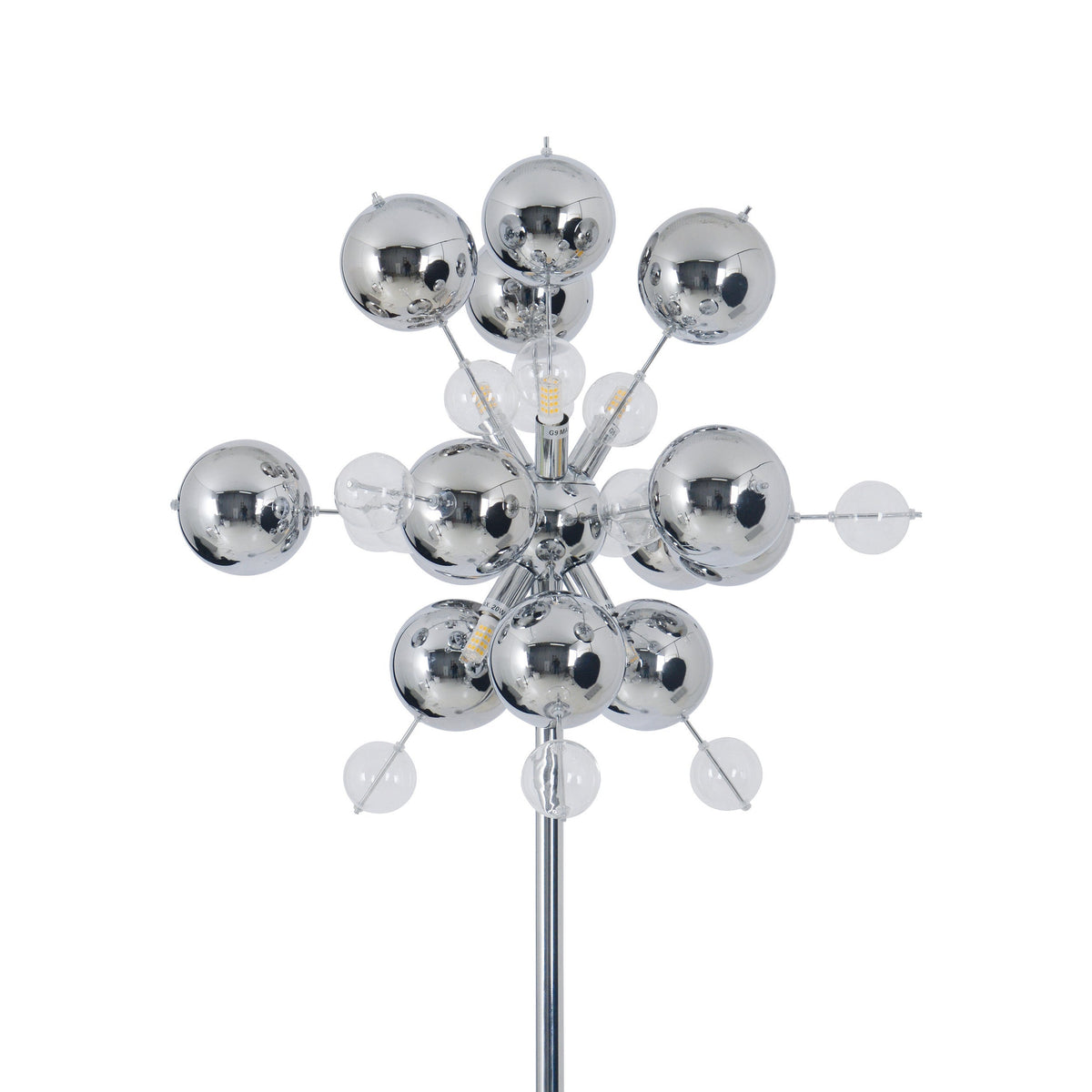 Lampadaire Explosion chromé, verre