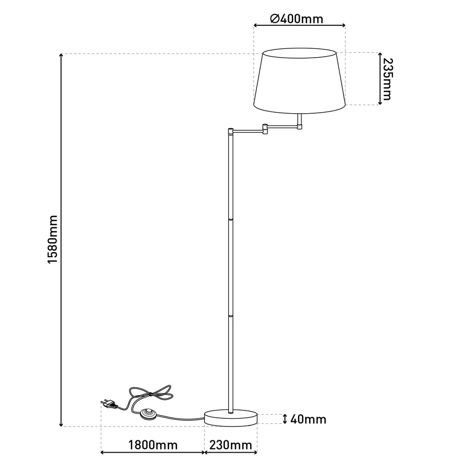 Lampadaire Bologna beige, tissu