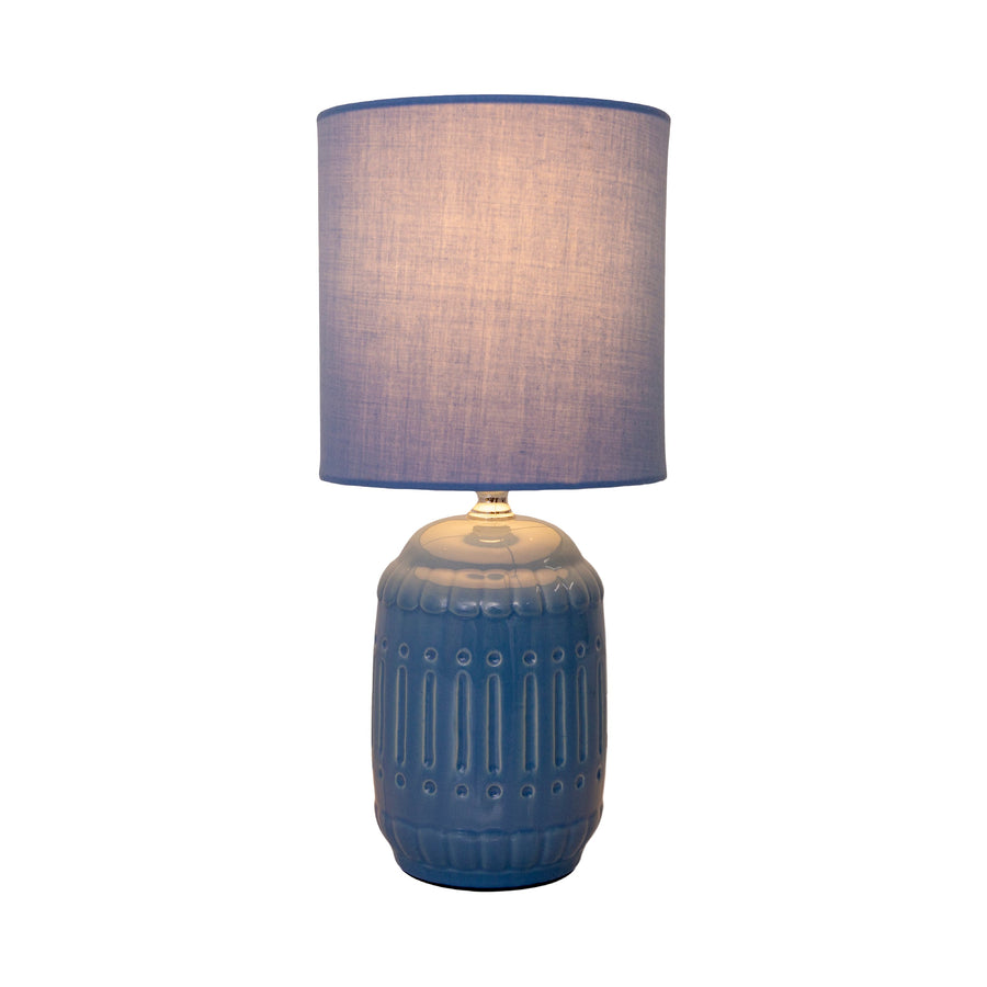 Lampe à poser Erida bleu, tissu
