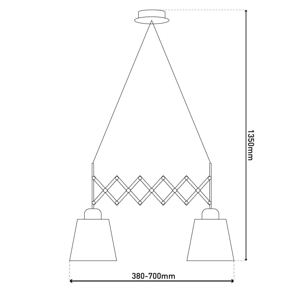 Suspension Adrienne bois, tissu, H 135 cm