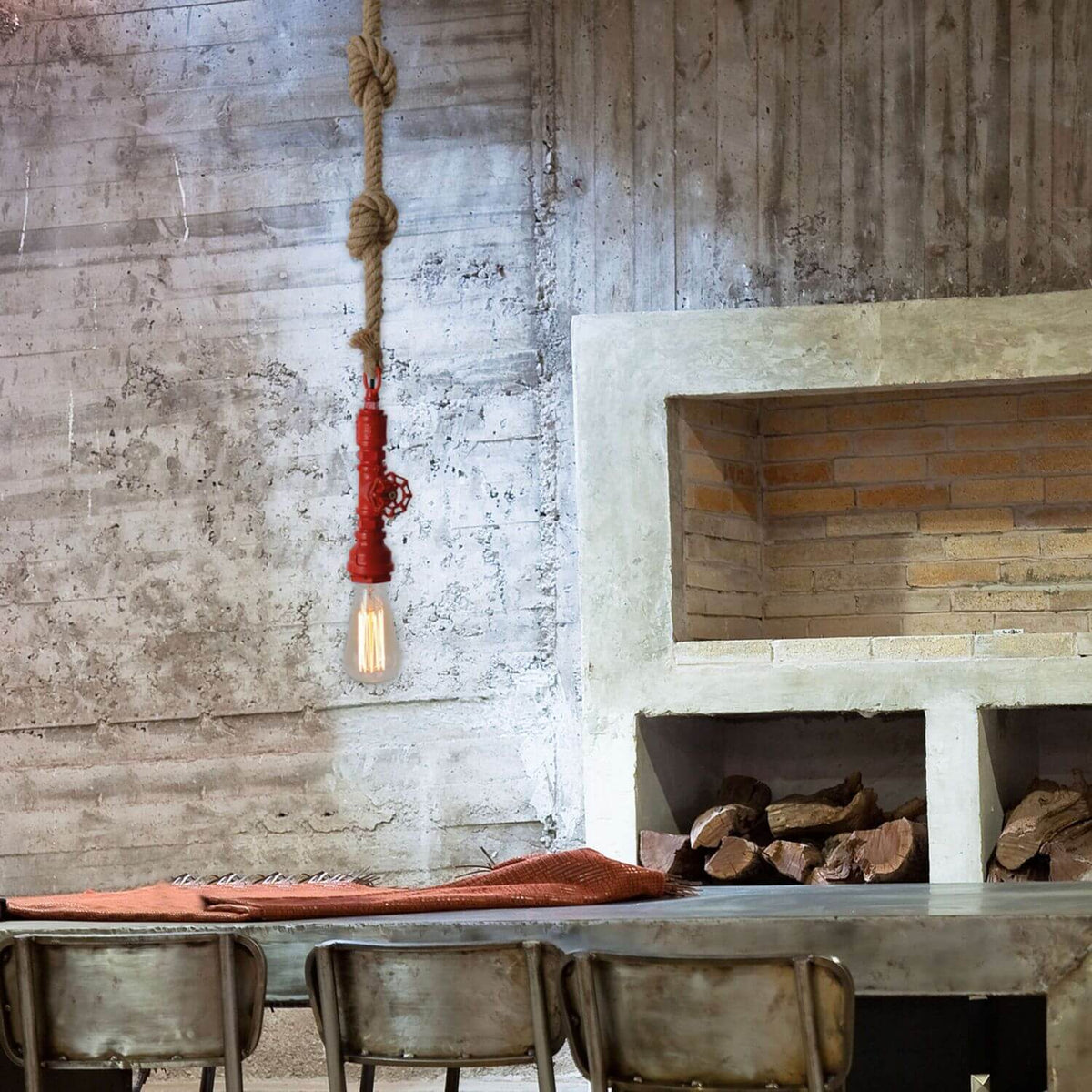Suspension Regia rouge, H 145 cm