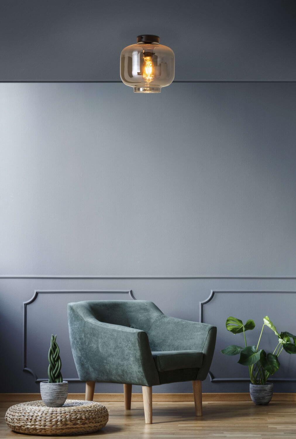 Plafonnier Vaso anthracite, verre