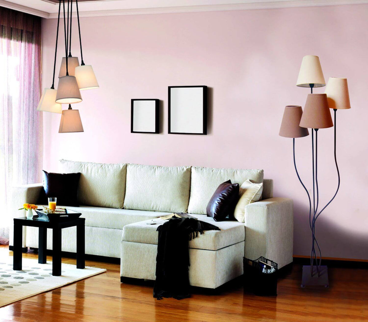 Lampadaire Boho beige, tissu