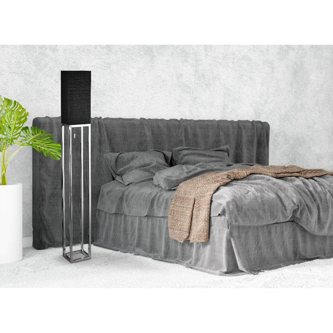Lampadaire Alfa noir, tissu