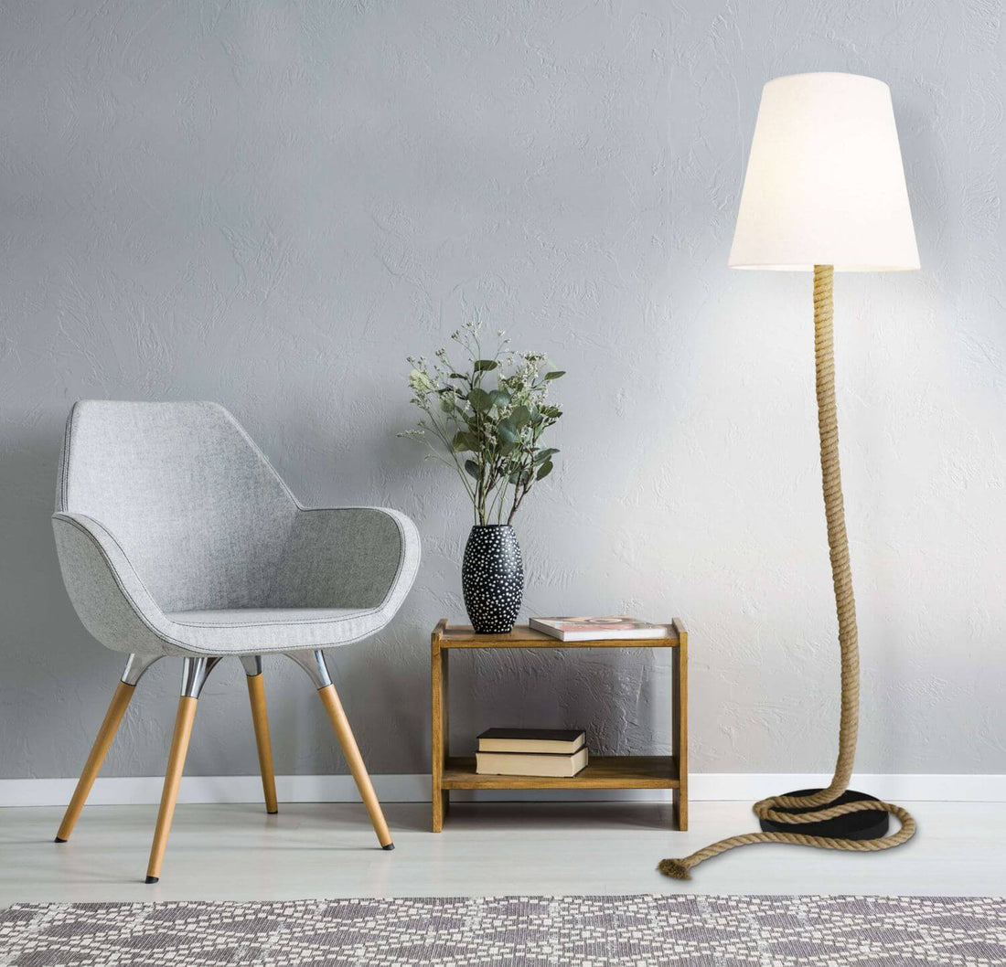 Lampadaire Rope bois, tissu