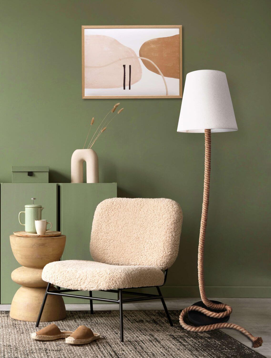 Lampadaire Rope bois, tissu