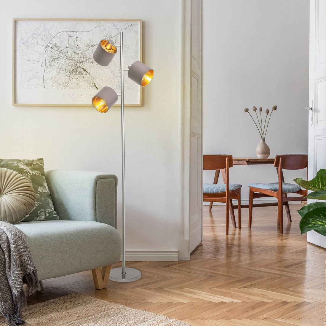 Lampadaire Maron marron, tissu