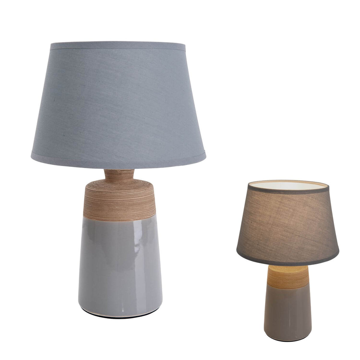 Lampe à poser Talia grise, tissu