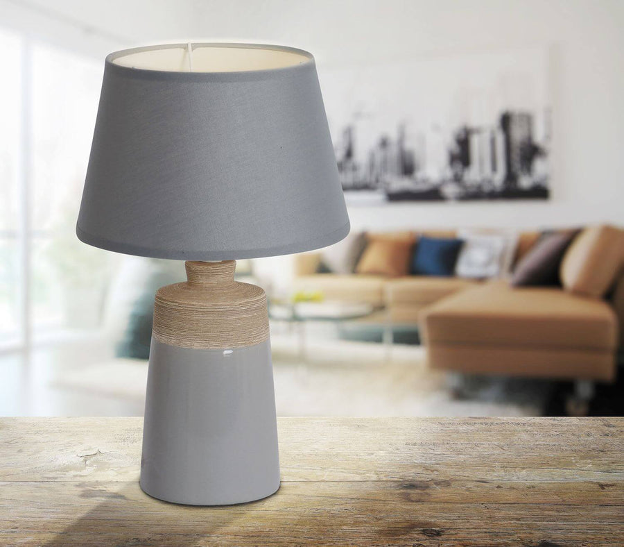Lampe à poser Talia grise, tissu