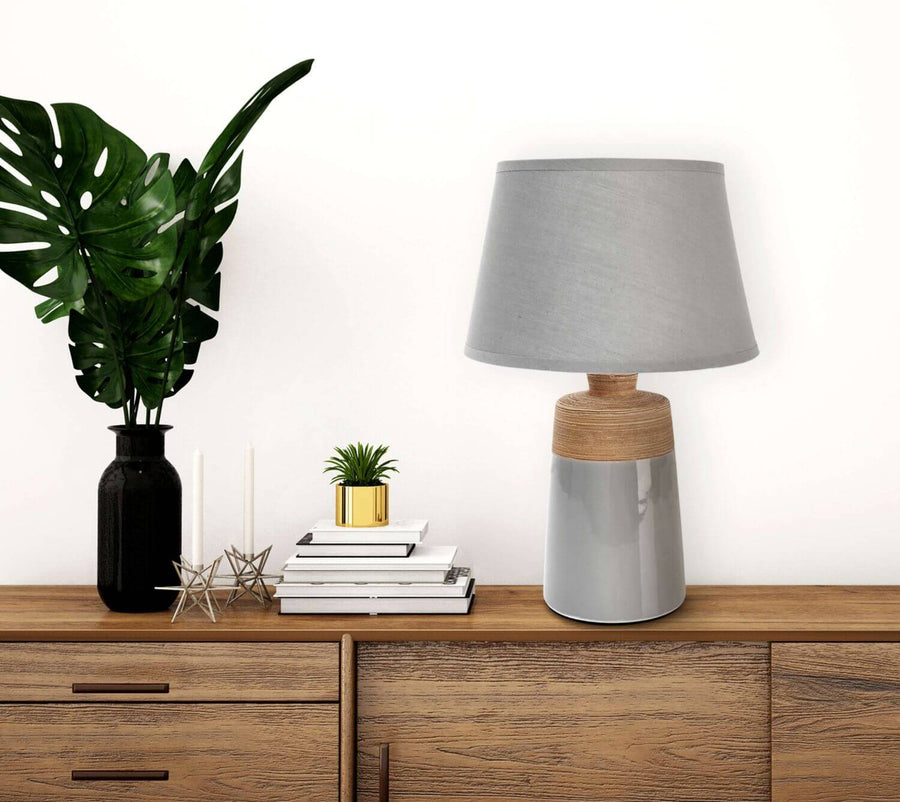 Lampe à poser Talia grise, tissu