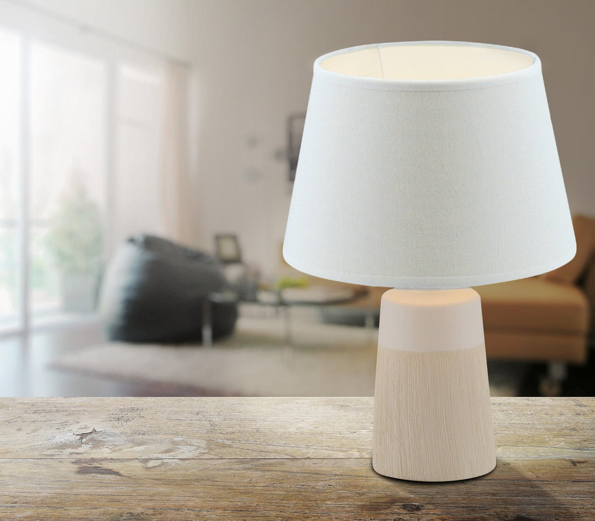 Lampe à poser Talia blanche, tissu
