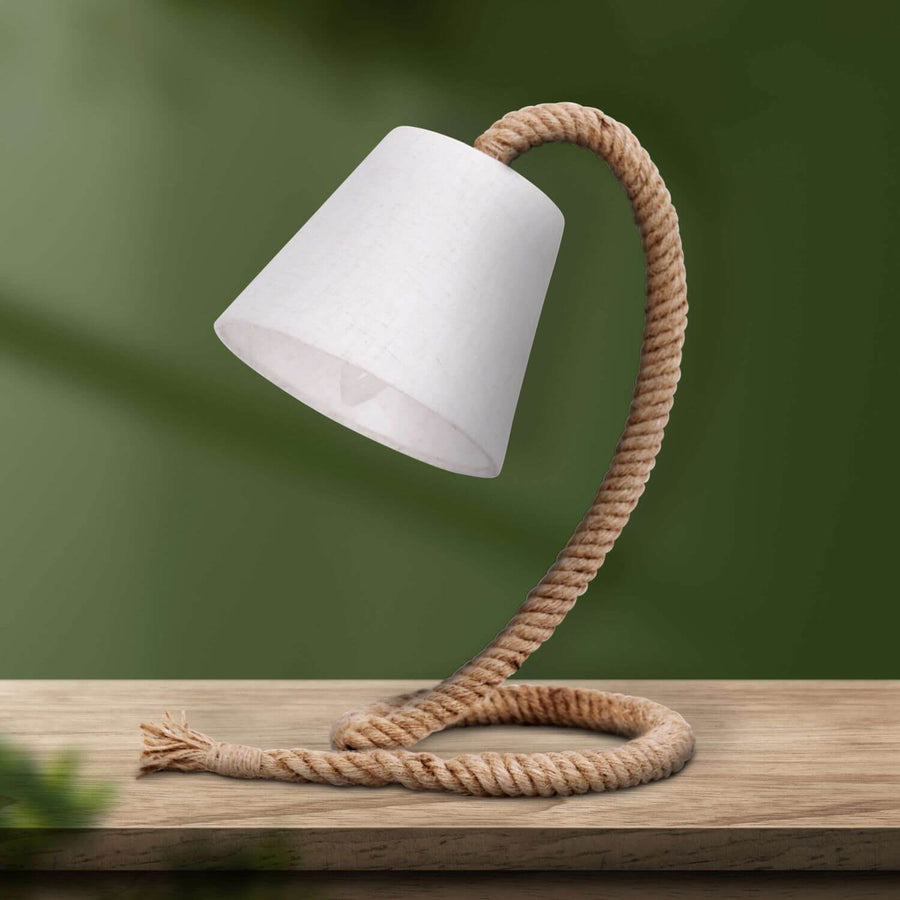Lampe à poser Rope bois, tissu