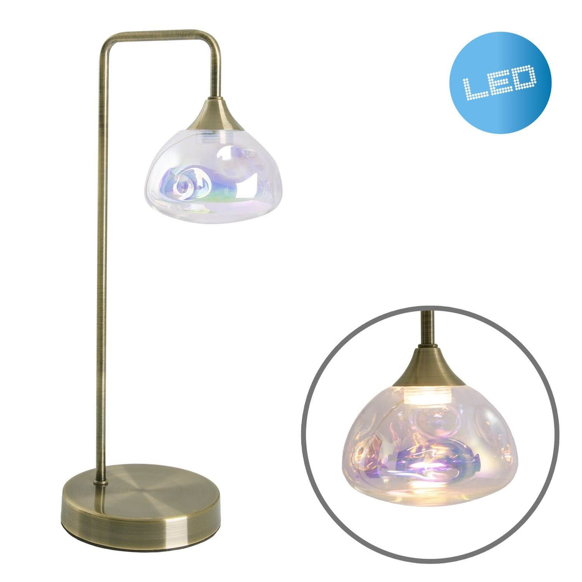 Lampe à poser Varna laiton, verre