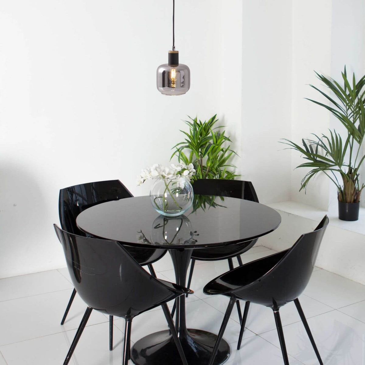 Suspension Fumoso noire, verre, H 120 cm (6116622)
