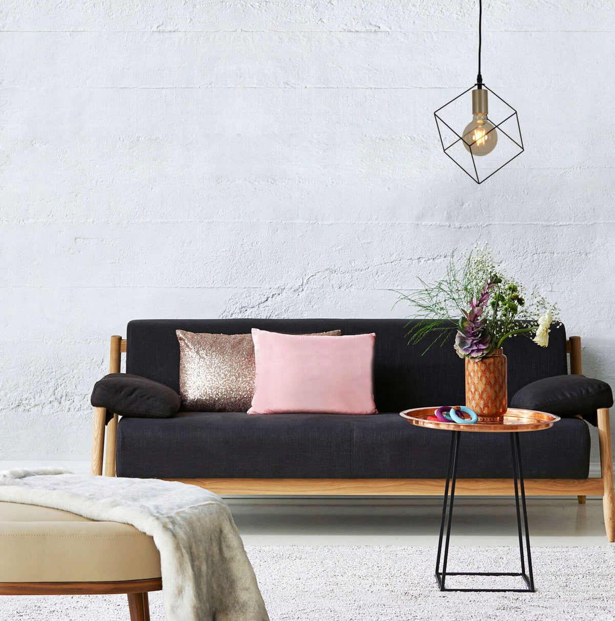 Suspension Canto noire, H 118 cm