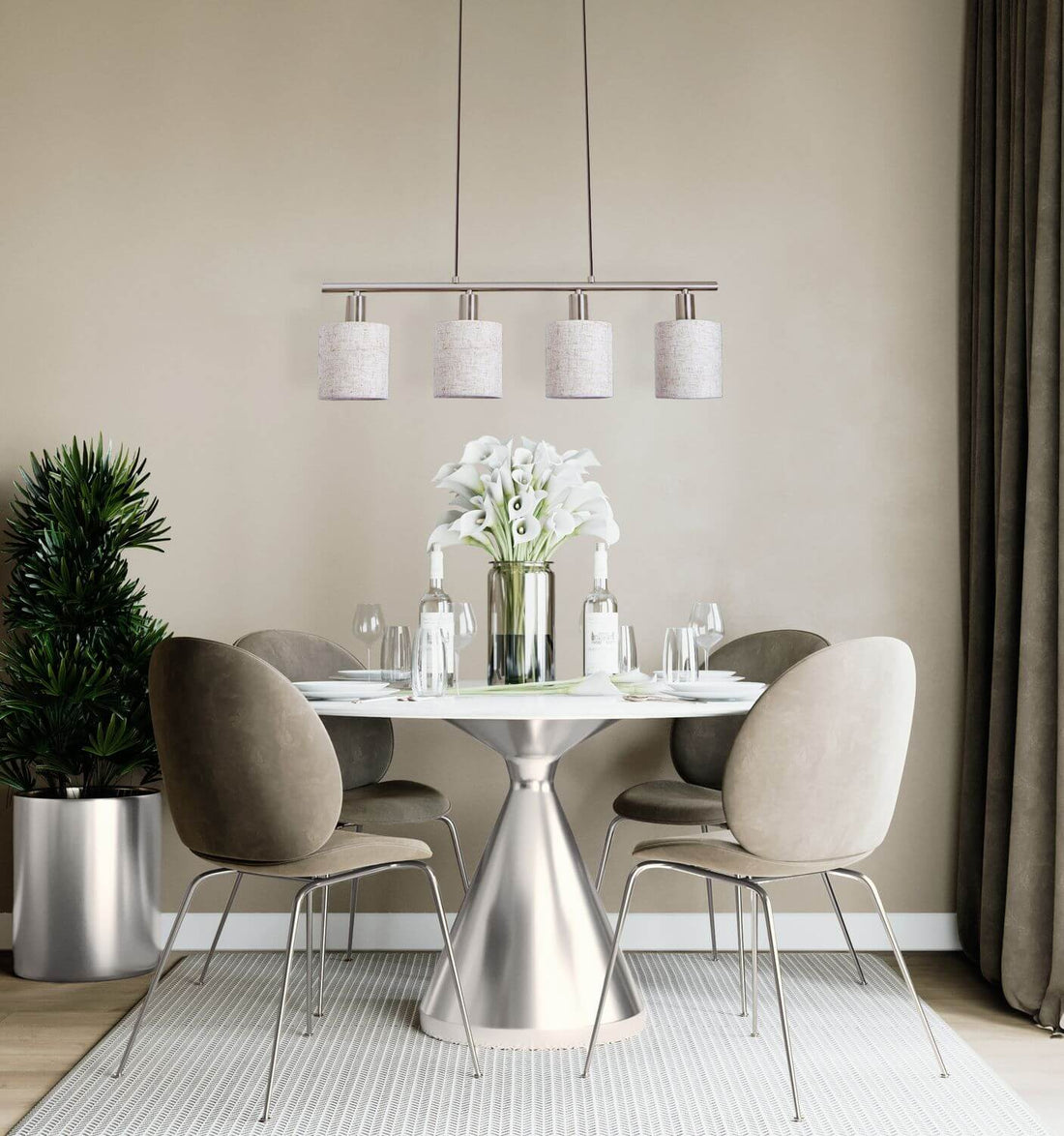 Suspension Maron bois, tissu