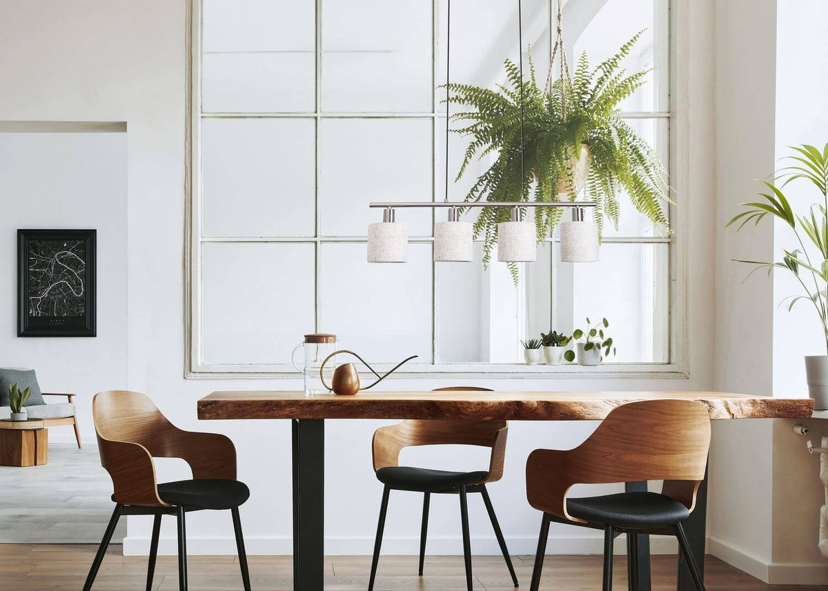 Suspension Maron bois, tissu