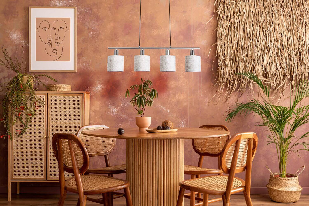 Suspension Maron bois, tissu