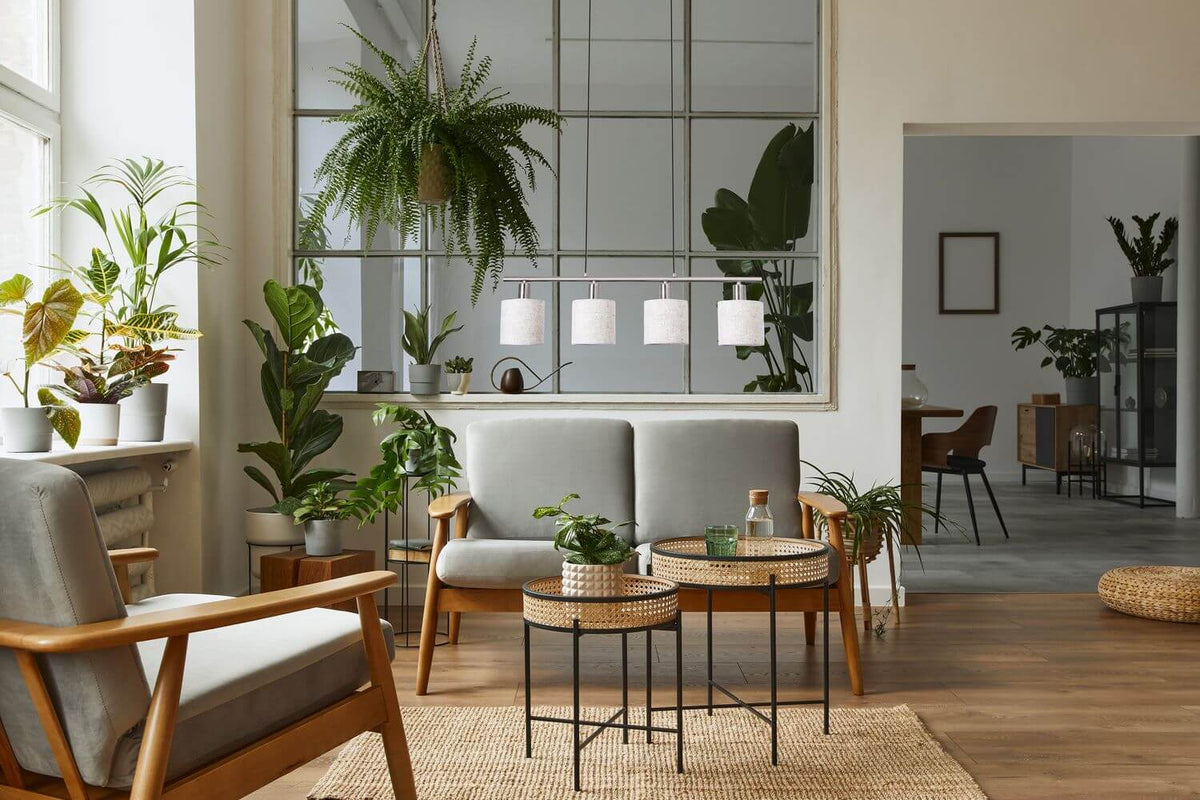 Suspension Maron bois, tissu