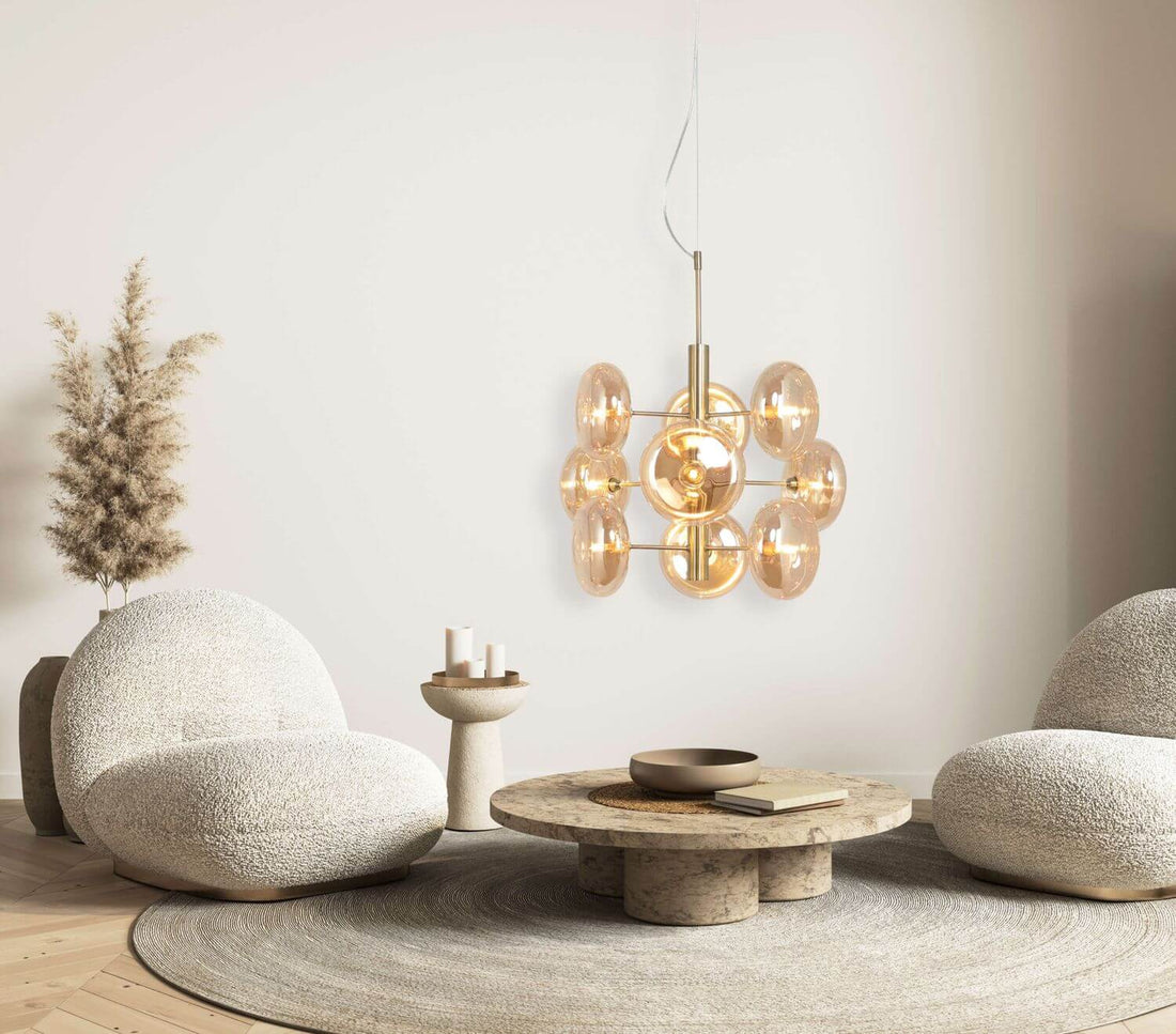 Suspension Orion ambrée, verre