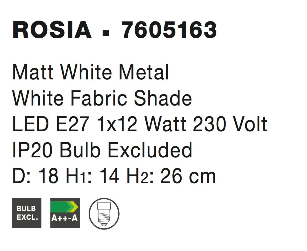 Lampe à poser Rosia blanche, tissu