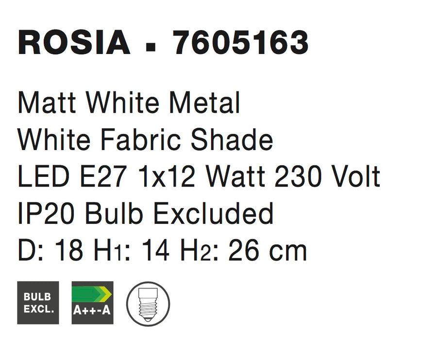 Lampe à poser Rosia blanche, tissu