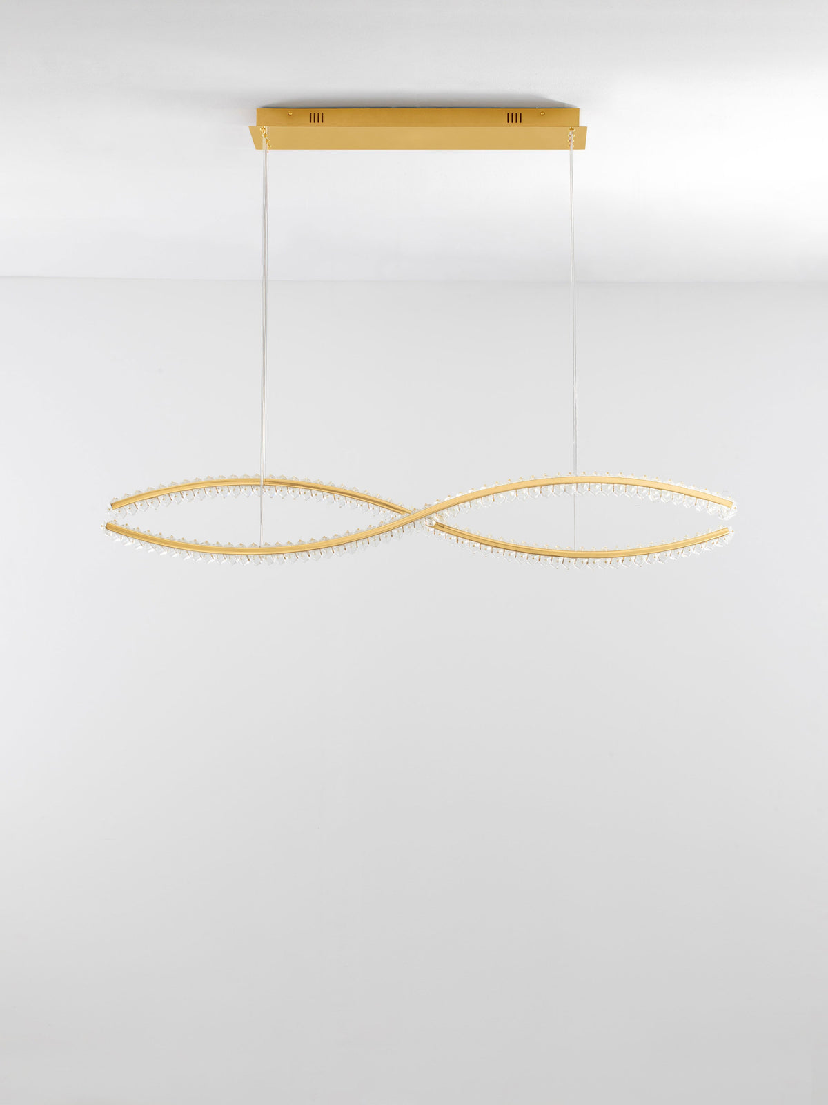 Suspension Aurelia dorée, cristal, H 150 cm (9019724)