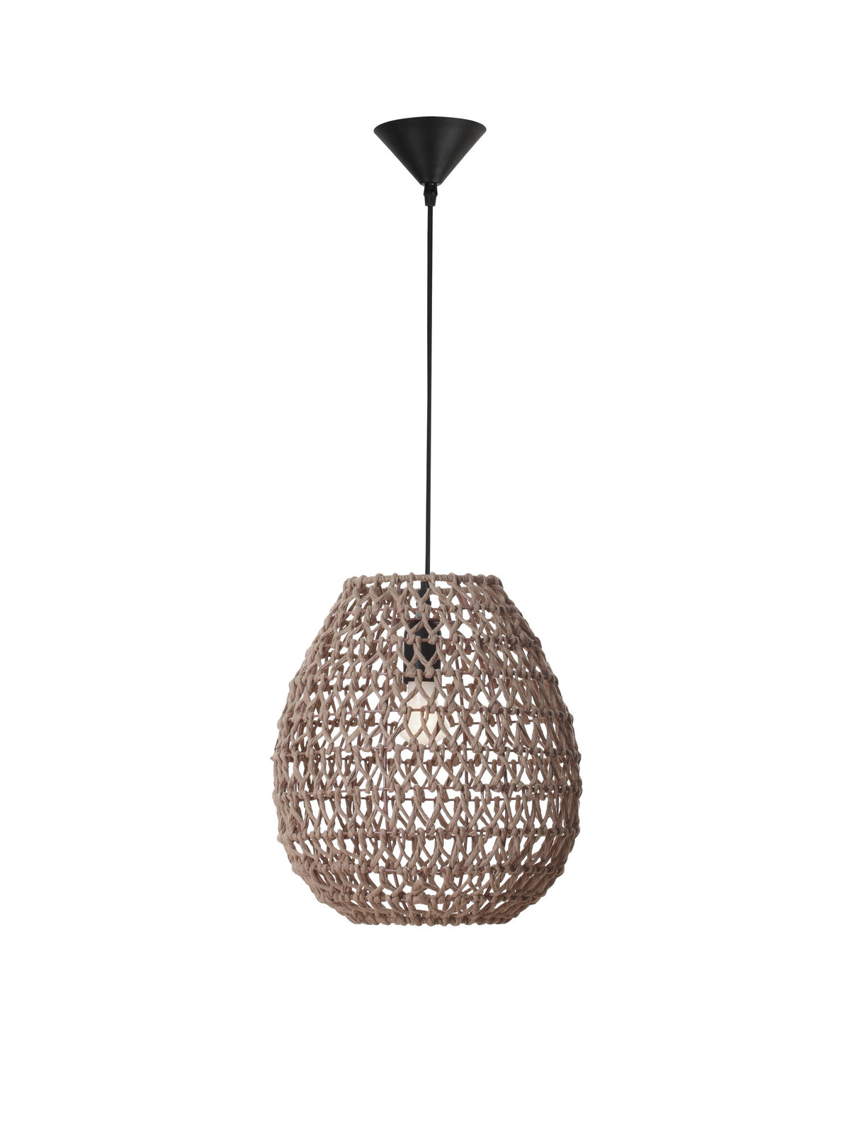 Suspension Griffin marron, rotin
